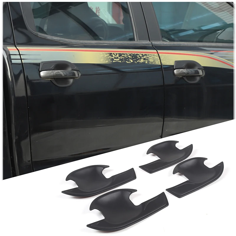 

4 шт. накладки-защита от царапин на ручки дверей для Ford Ranger 2015-2021 Wildtrak SPORT, матовый черный цвет, защитная наклейка