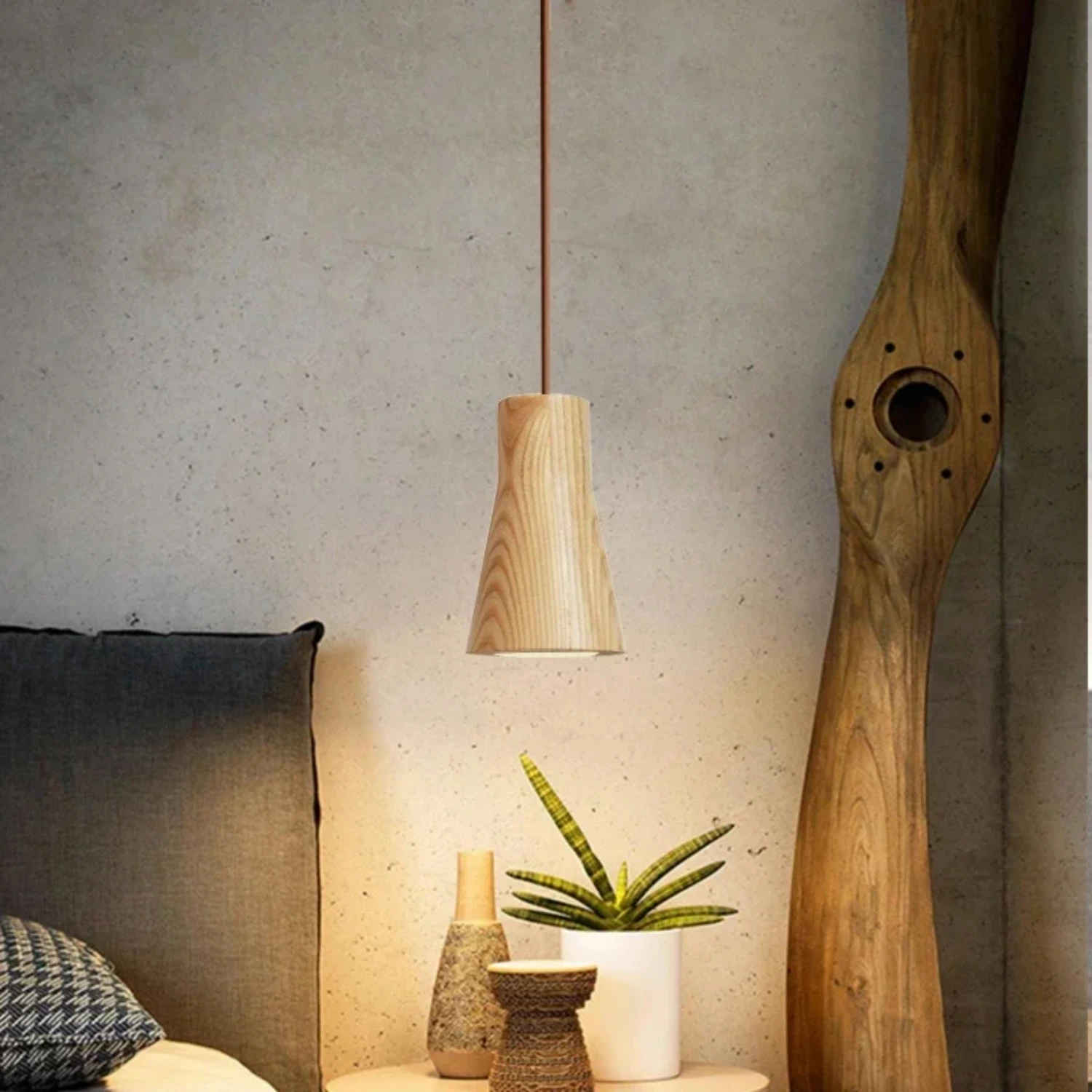 New Wood Pendant Light Nordic  Decorative Hanging Lamp  Bedroom Bedside Study Living Room Indoor Decor Illumination Luminaire