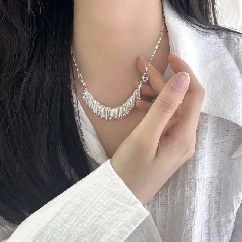 

VENTFILLE 925 Sterling Silver Tassel Shiny Necklace For Women Personality Originality Jewelry Birthday Gifts Dropshipping