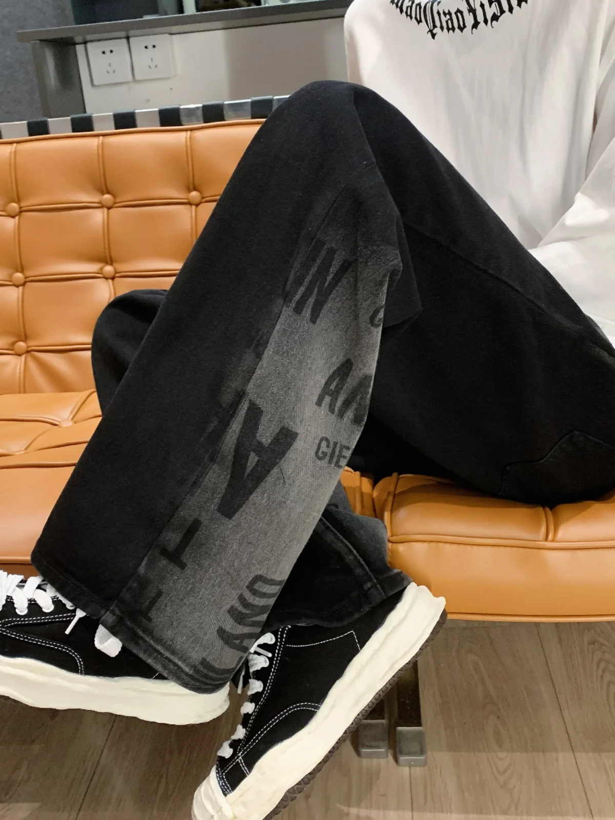 

Модные мужские джинсы цвета adient High Street Vibe, прямые свободные длинные брюки, молодежный дизайн, широкие джинсы Sensation