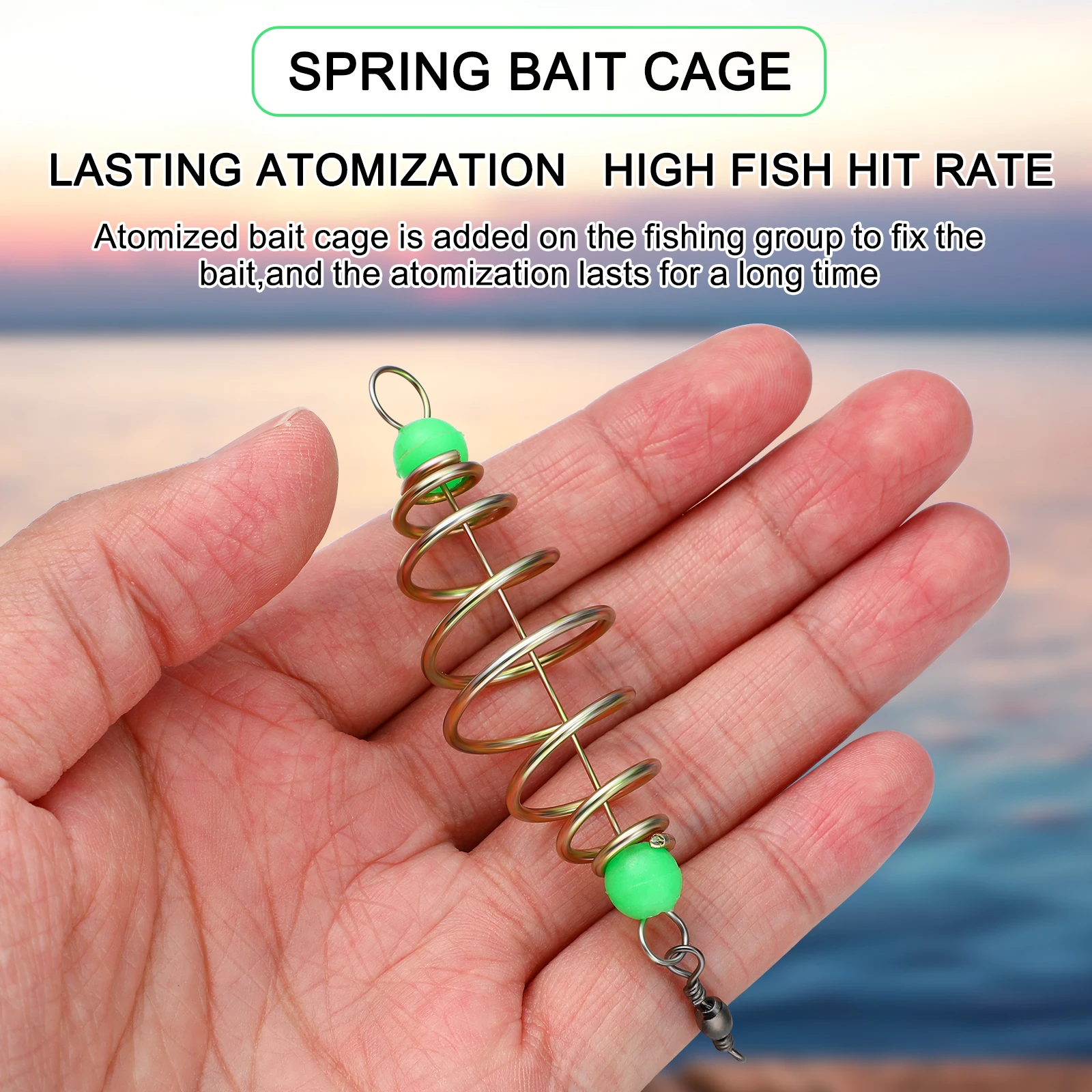 

12 pcs Bead Fishing Bait Cage Spring Steel Feeder Fishing Holder Feeder Glow Carp Tackle Bait Traps Accessories