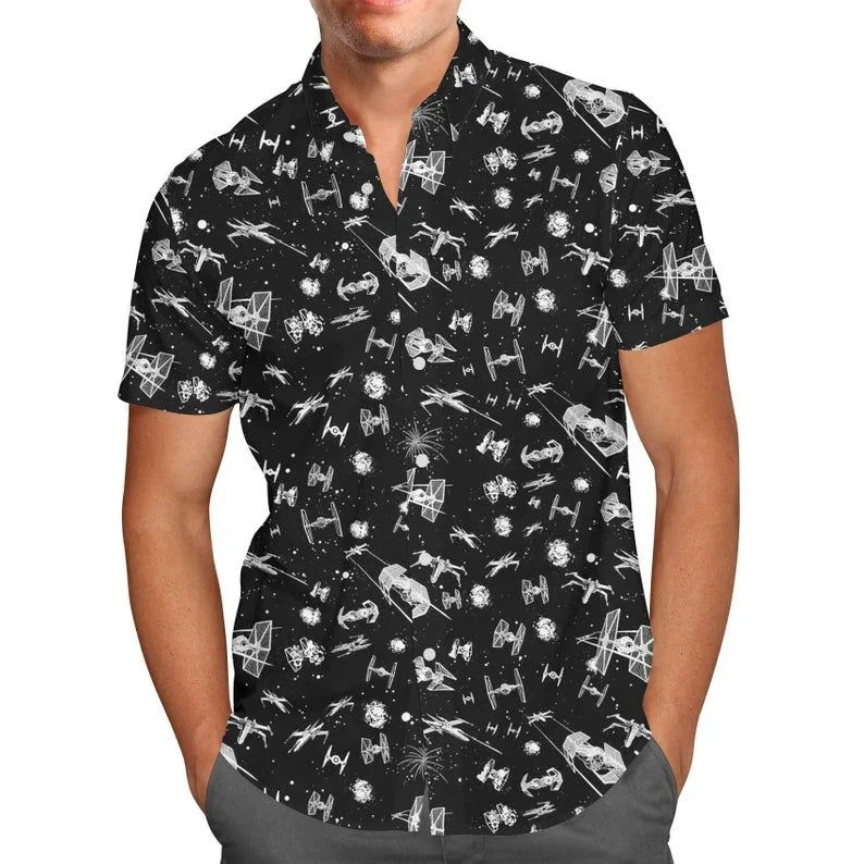 Nuevas camisas para hombre Hawaii Spider Web camisas Aloha de manga corta negras estilo cubano verano de talla grande