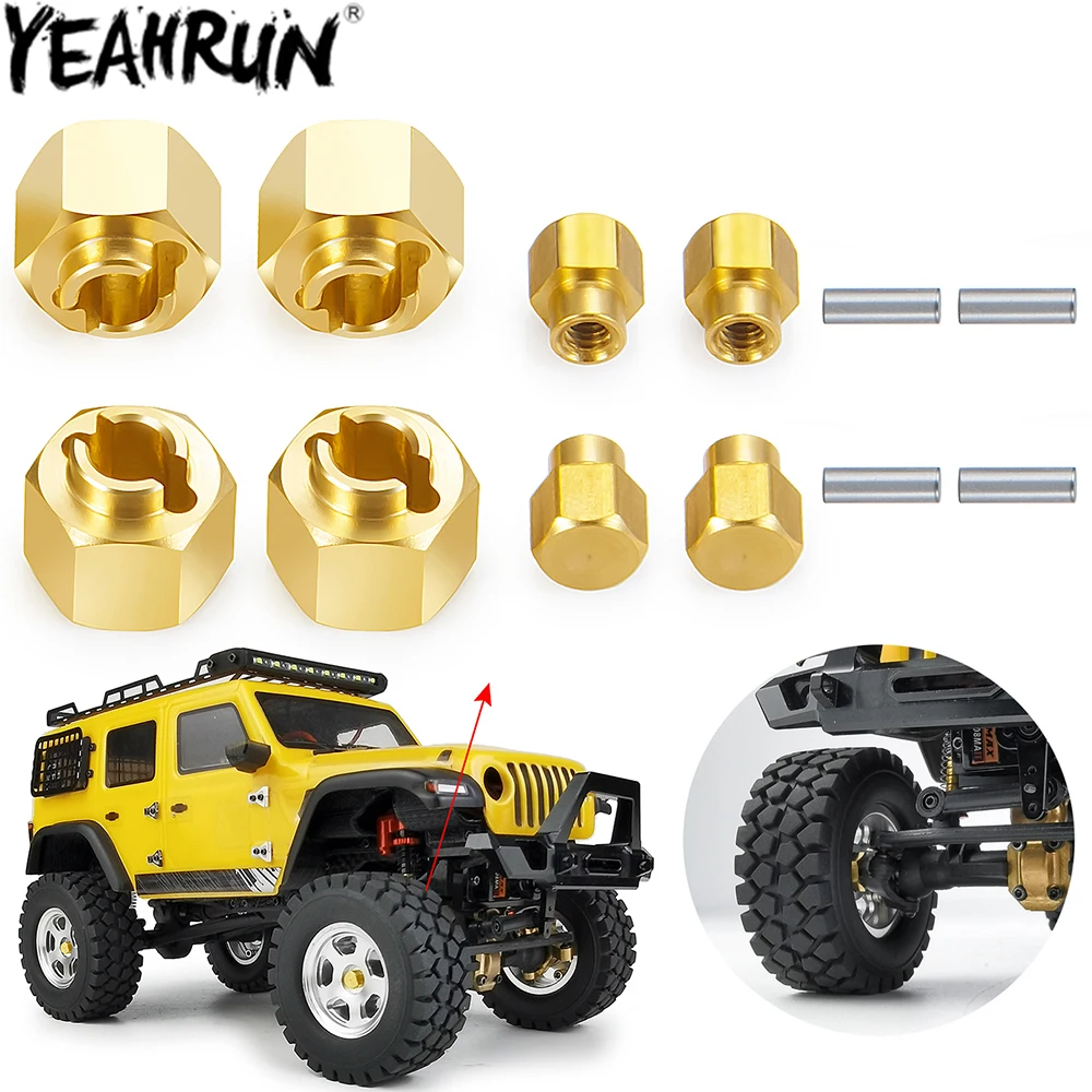 YEAHRUN 4PCS Brass Wheel Hex Adapter 5/6mm Extended Drive Adapter for Axial SCX24 All Series 1/24 RC Crawler Car Parts