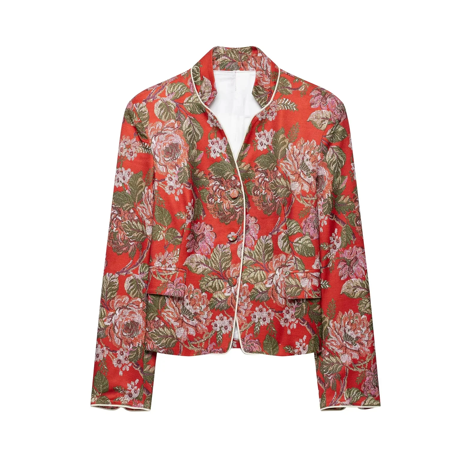 KONDALA Vintage Casual Chic Damenjacke mit Blumenmuster, Stehkragen, Einreihige Jacke, Mode 2026 Herbst-Winter-Jacken – Detail 8