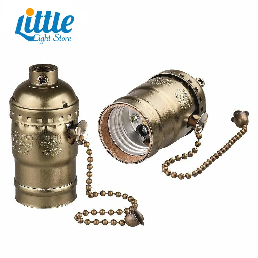 JOYON LED E27 Lamp Base Copper DIY Lampholder With Switch Edison Vintage Lighting Screw Socket Antique Brass Lamp Holder Fixture