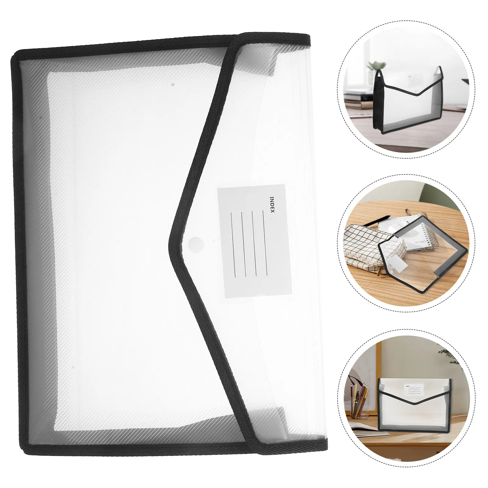 

2Pcs Waterproof Document Pouch Buckle Storage Bag Large Capacity Clear Folder A4 Organizer Receipt Coupon Bill Card Holder
