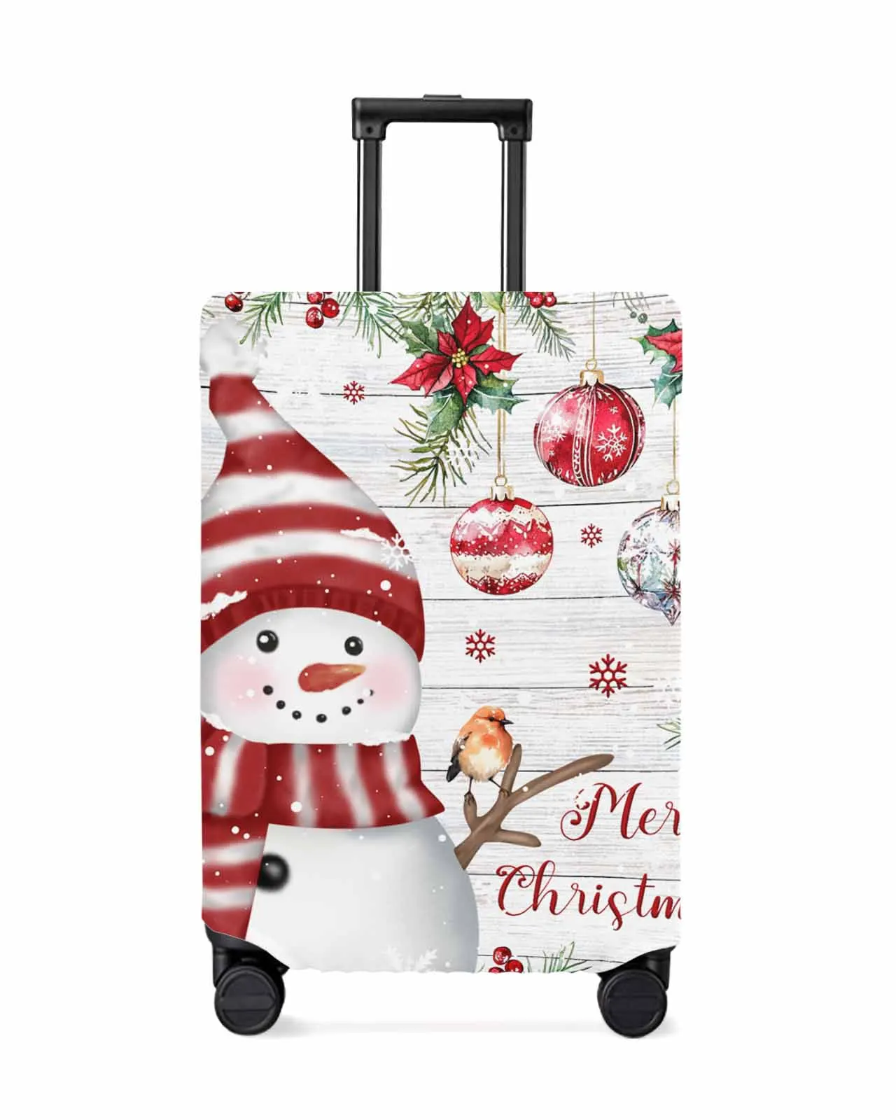 Christmas And Winter Poinsettia Protective Cover For Travel Accessories Suitcase Elastic Dust Case Protect Sleeve