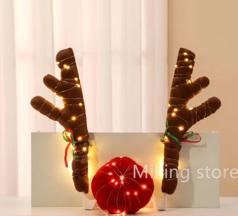 الرنة الديكور الأيائل قرن الوعل سيارة الأنف القرن زي ديكور مجموعة رودولف عيد الميلاد الرنة قرون الأنف الأحمر الحلي