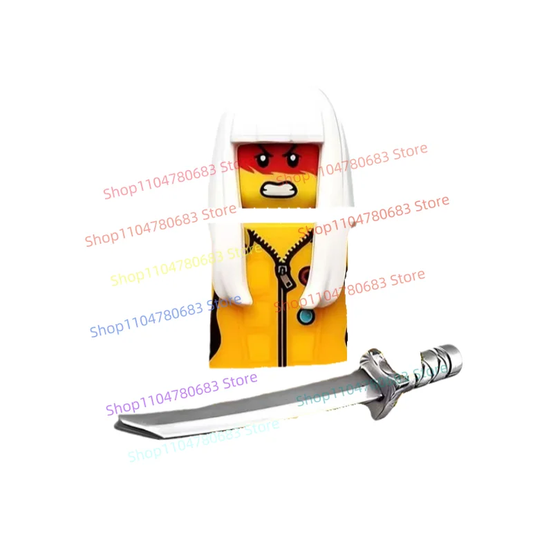 MOC Bouwstenen Minifiguur met Blauwe Roer en Armor Accessoires Assemblagemodel Ornament Anime Speelgoed Festival Cadeau Collectible