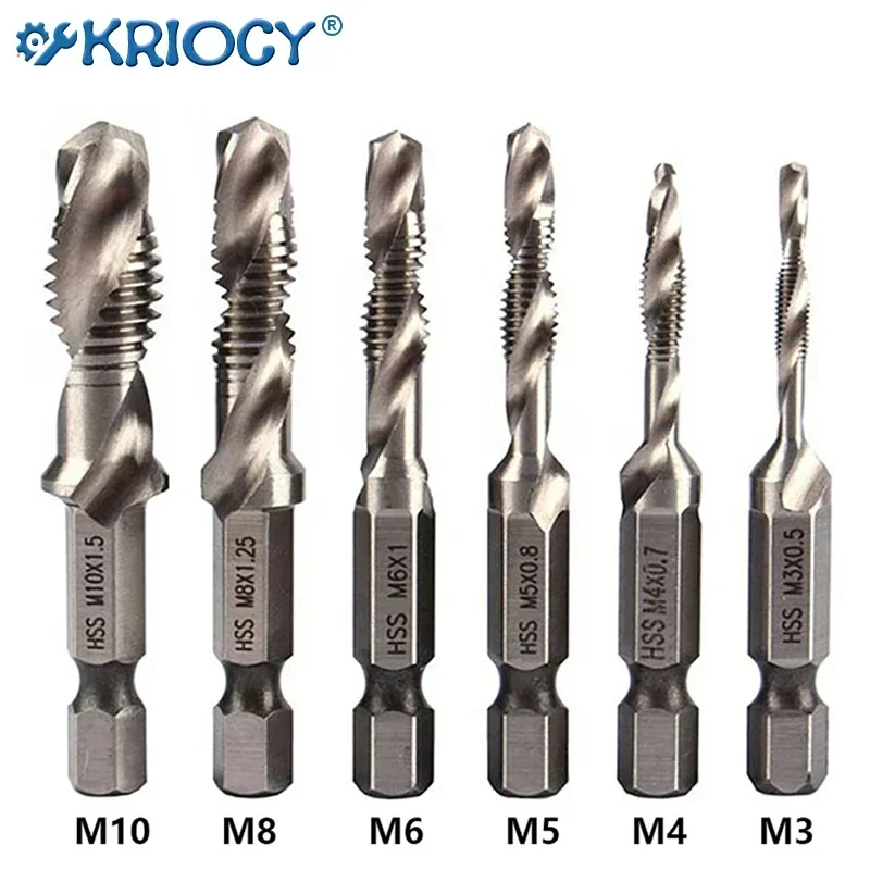 NEW Tap Drill Bit Set Hex Shank Titanium Plated HSS Screw Thread Bit Screw Machine Compound Tap M3 M4 M5 M6 M8 M10 Hand Tools