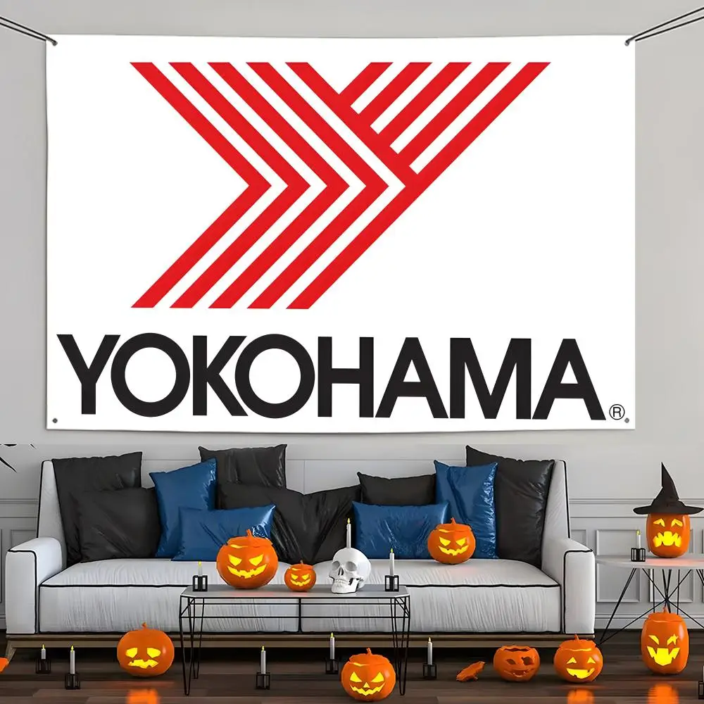 Yoko-hamas Tires Flags Aesthetic Wall Tapestry Printed Wall Hanging Living Room Party Outdoor Decor