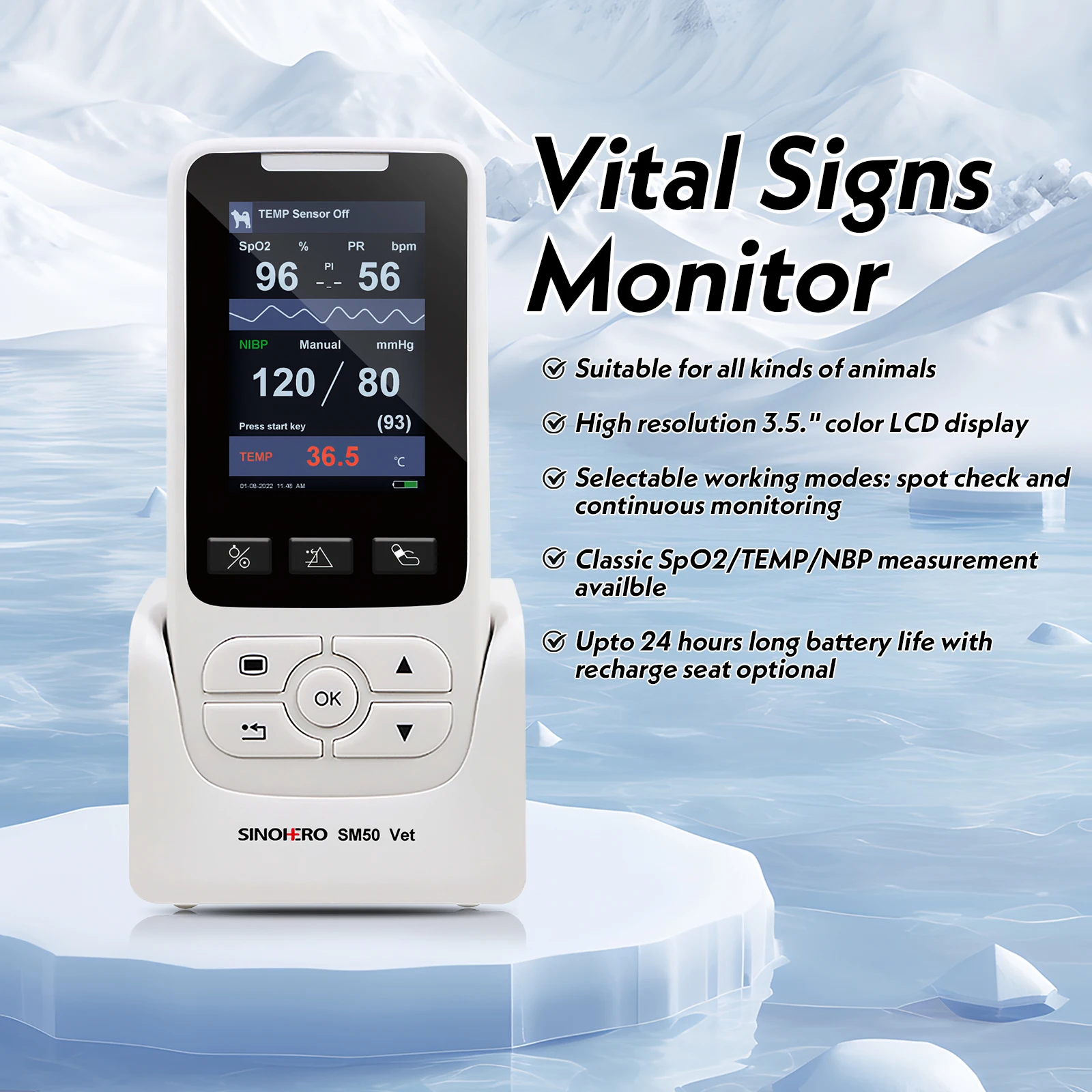 Mexico Warehouse Handheld Vital Signs Monitor Hospital Clinical Portable Rate Patient Monitor SPO2 PR NIBP TEMP Human Pediatric