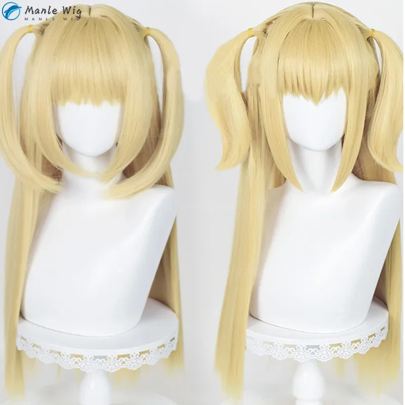 70cm Long Misa Amane Cosplay Wig Anime Wigs MisaMisa Wig Choker Neckle Yellow Resistant Hair Party Wigs Props Wig Cap