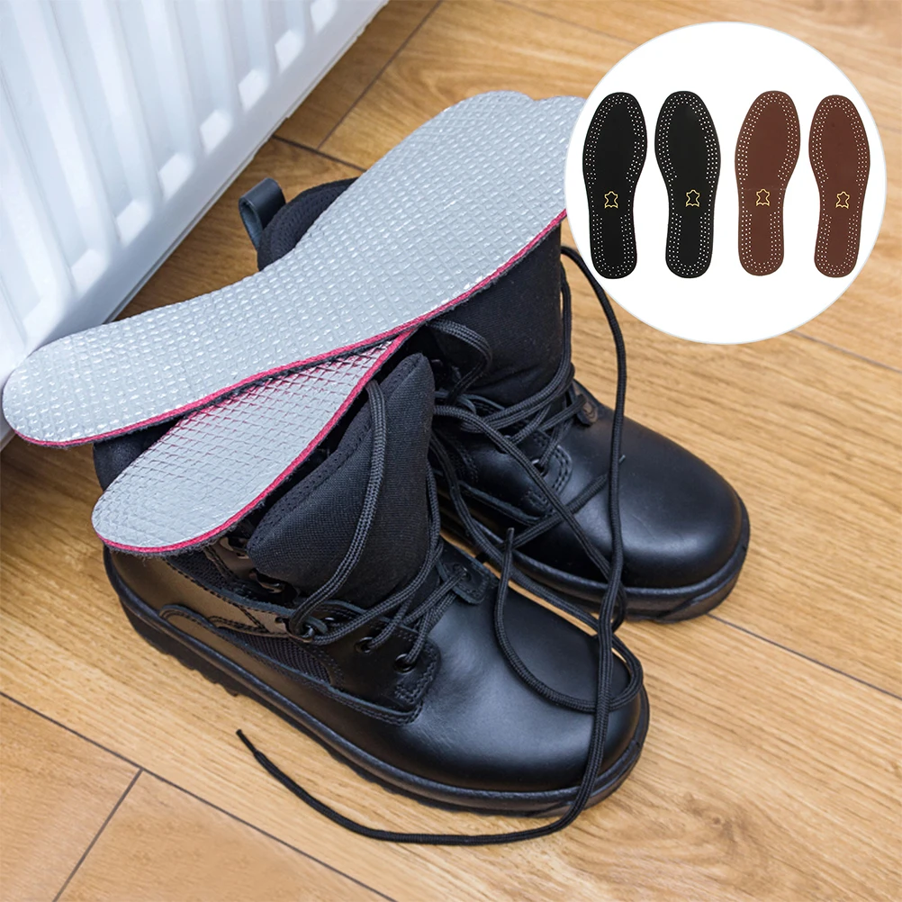 

3Pairs Cowhide Shoe Insoles Breathable Sweat Absorbing Sturdy Nonslip Replacement Inserts Size 38 for Men Boots