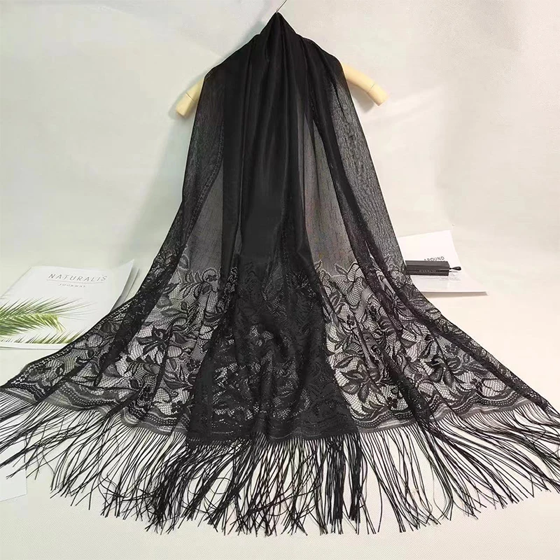 New Embroidery Lace Scarf Shawl Floral Triangular Veil Shawl For Women Party Scarf Wedding Poncho Stoles Ladies Headband Wraps