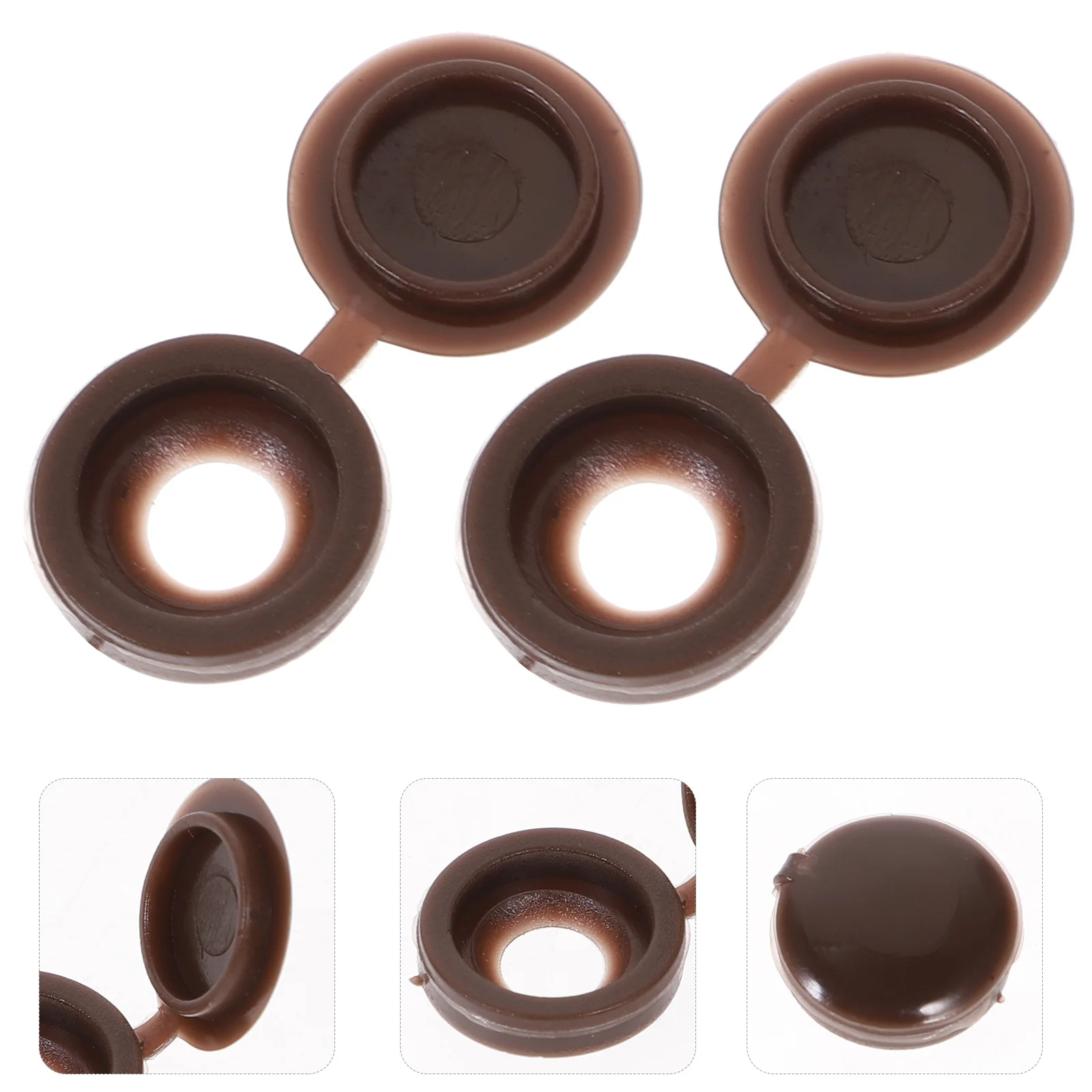 

100pcs Hinged Screw Caps Brown Screw Hole Covers Dust Plugs For Furniture Waterproof Durable Washer Office Use
