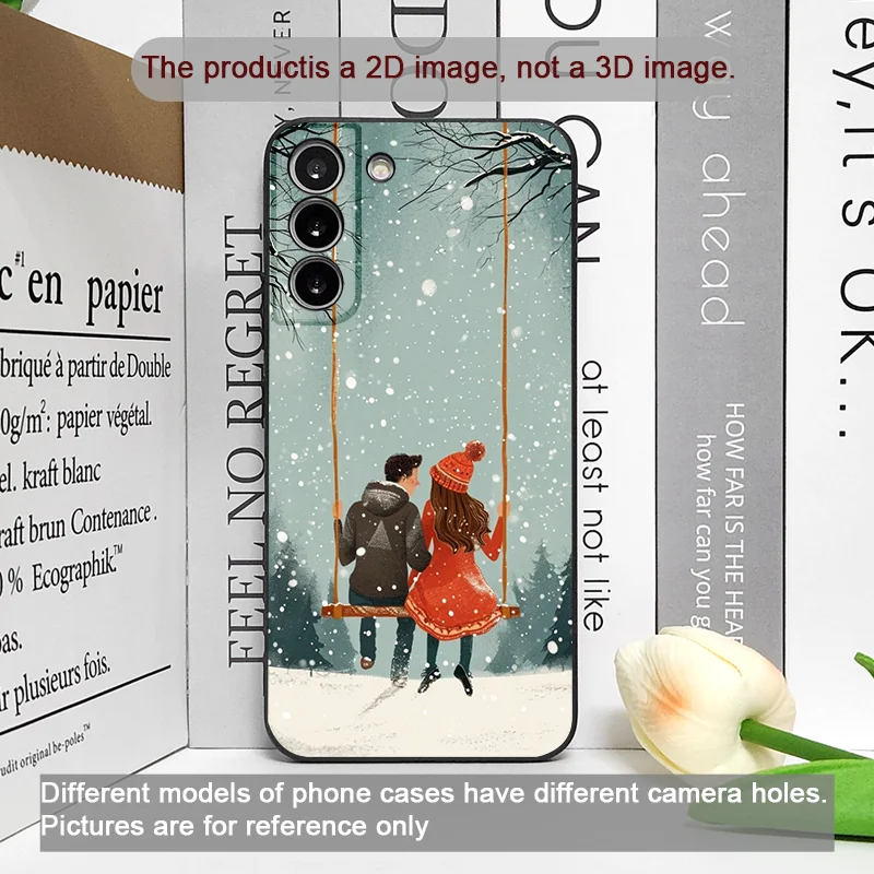 الكرتون الشتاء الثلوج مشهد زوجين قضية الهاتف لجوجل بكسل 10 9A 8 A 7A 6 A 7 PRO 8 9 Pro XL 4G 5G للصدمات لينة غطاء Y2K