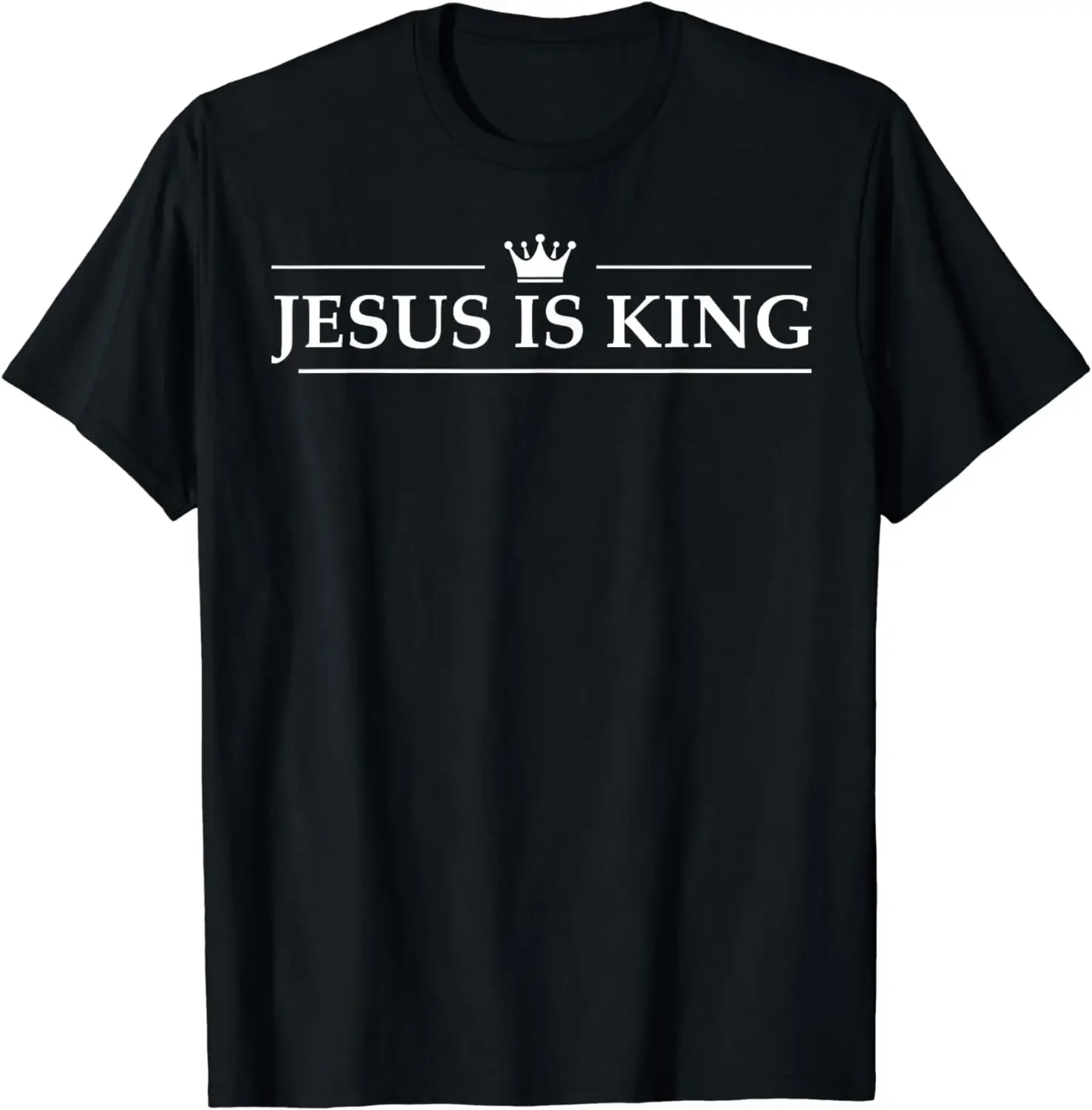 

Christian Jesus Is King Crown Print T-Shirt, Casual Streetwear Couple Tee For Men Women