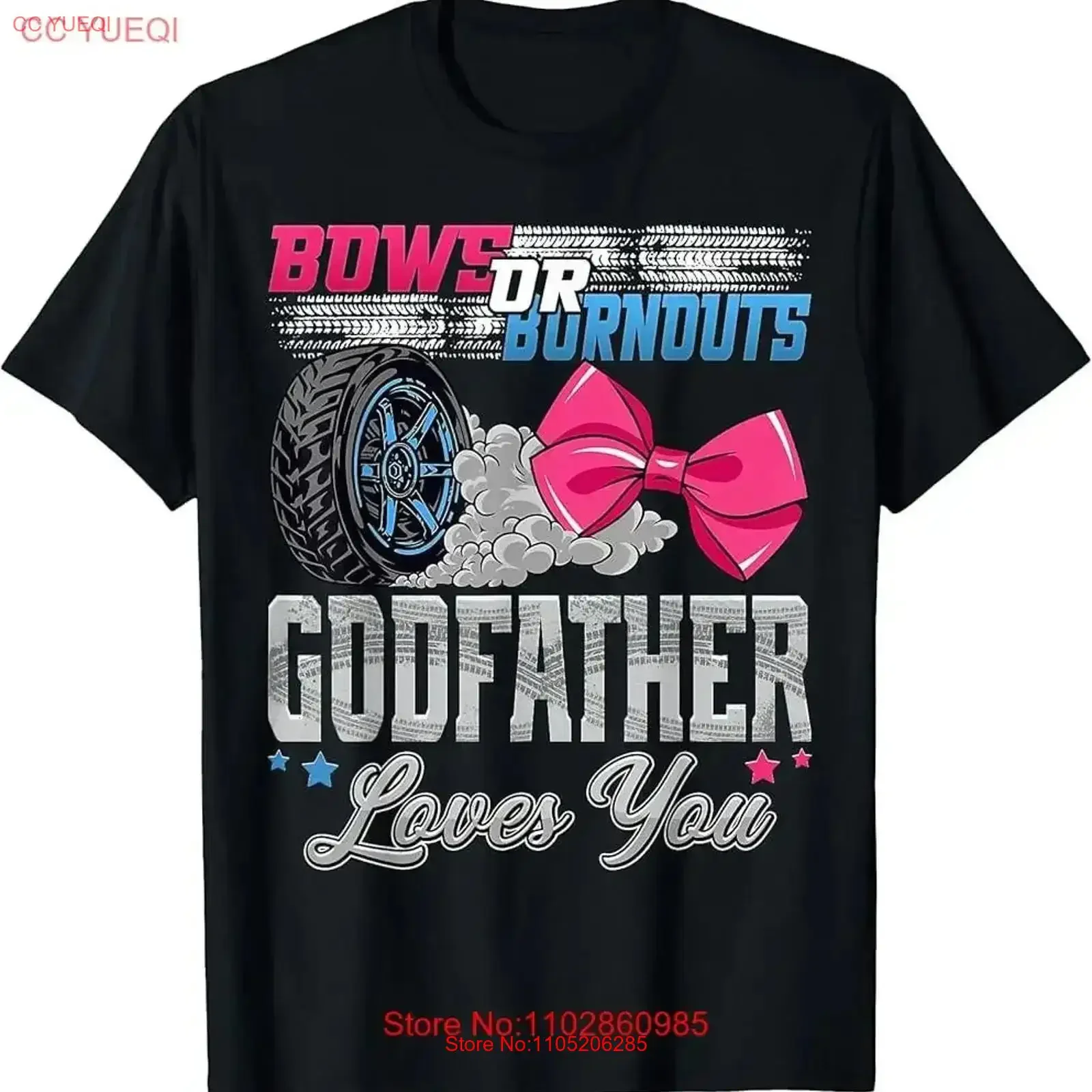 

Burnouts or Bows Godfather Loves You Gender Reveal Party T Shirt vintage Washed fashion Stretched streetwear Stylish Versatile