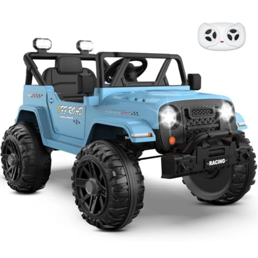 

12V Ride On Truck Car with Remote Control Electric Vehicles with Bluetooth Music Horn 3 Speeds 4 LED Lights Soft Start Ride on