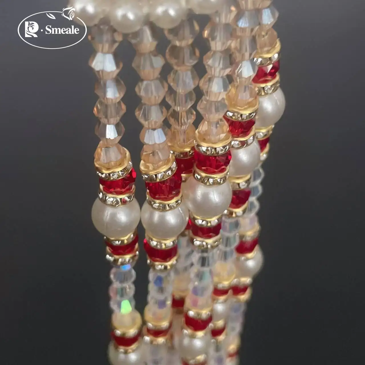 Kristallperlen mit Diamanten-Quaste. Hängende Perlenohrringe, Kopfschmuck, Strass-Schmuck, Spitze, DIY-Bastelzubehör. Qualitätsware RS253211 – Detail 3
