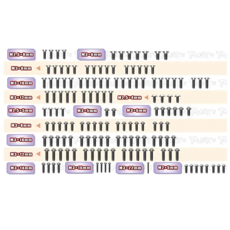 

Оригинальный набор титановых винтов T Works TSSU-XB4C'26 64 (головка НЛО) 147 шт. (Для Xray XB4C'26 ) Радиоуправляемый инструмент