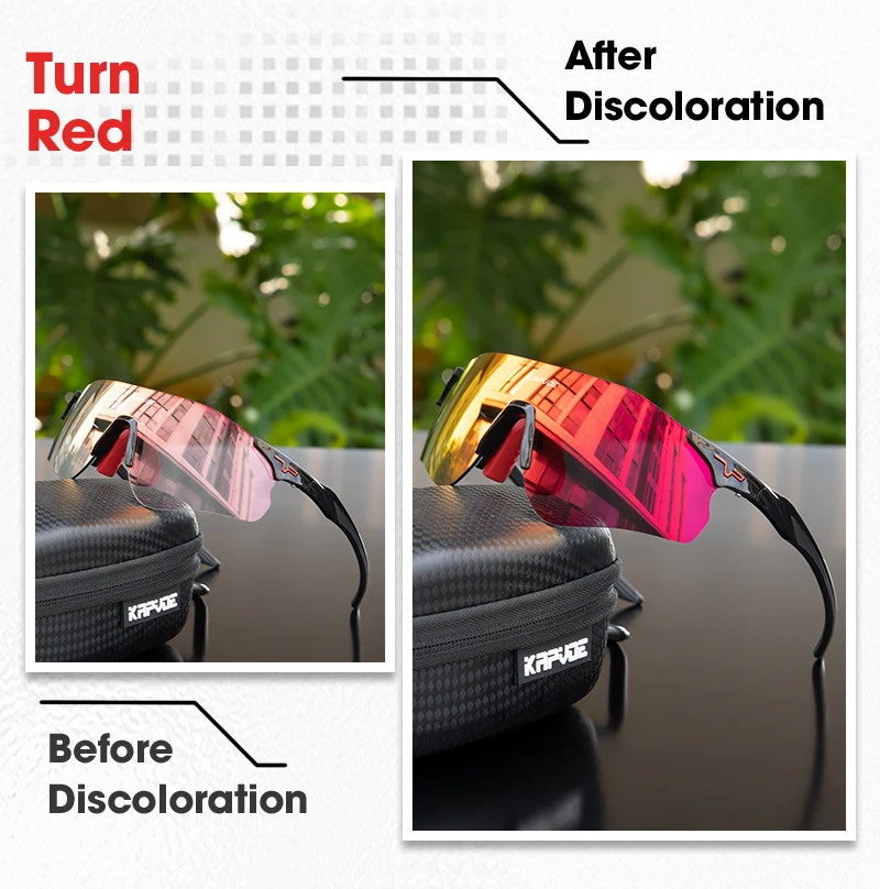 Kapvoe Leichtgewichtige Photochrome Laufsonnenbrille Sportbrille für Männer Marathon-Radbrille Mountainbike-Brille Eyewear – Detail 3