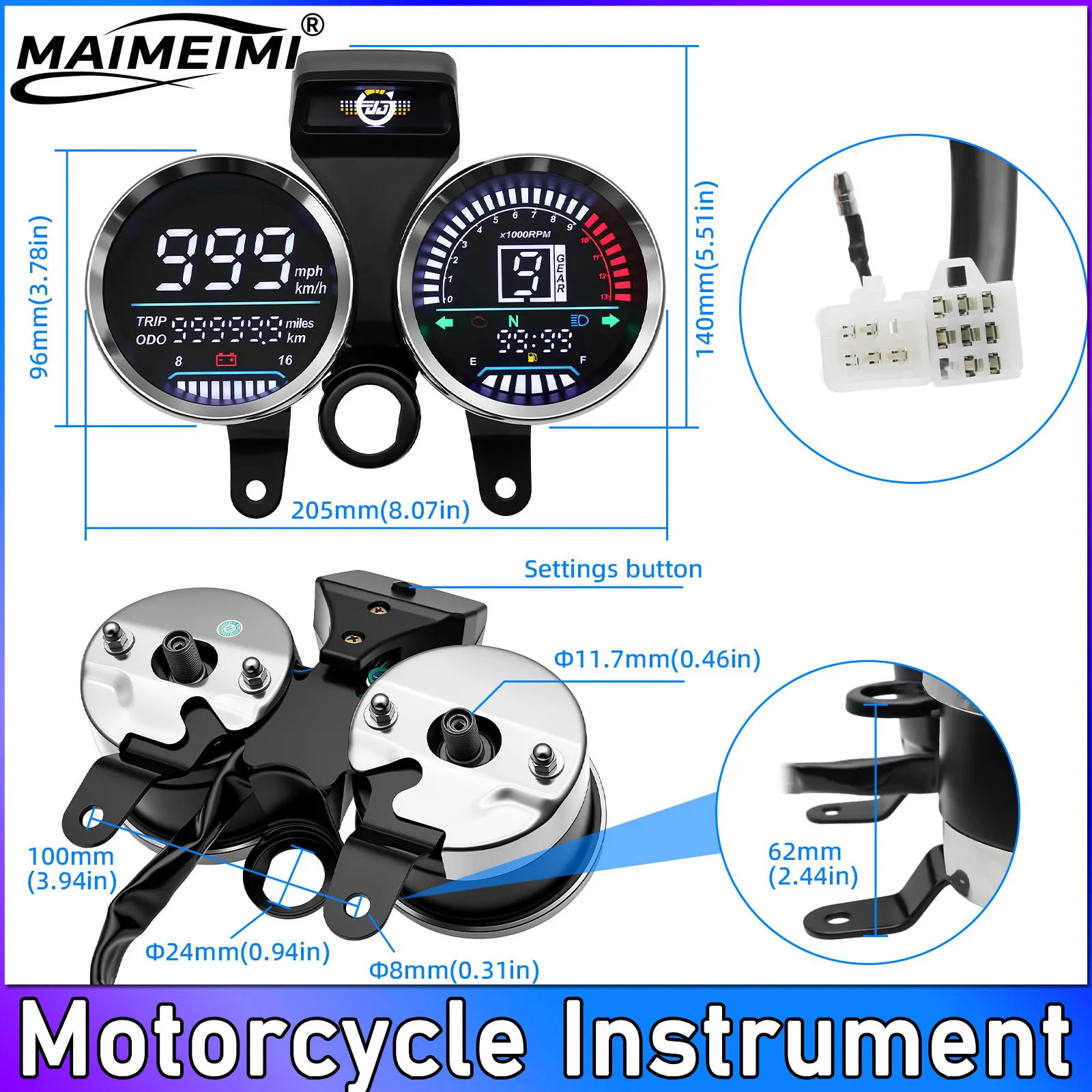 Motorcycle Tachometer Speedometer LCD Digital Odometer Instrument Gauges Dashboard Cluste For Suzuki Modified Parts