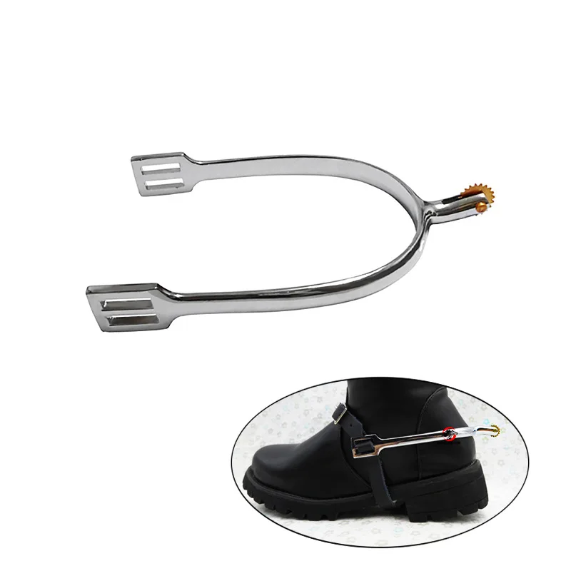 Horse Spurs Zinc Alloy Men's Spurs with Rotatable Copper Rowel Riding Horse Training Equestrian Competition