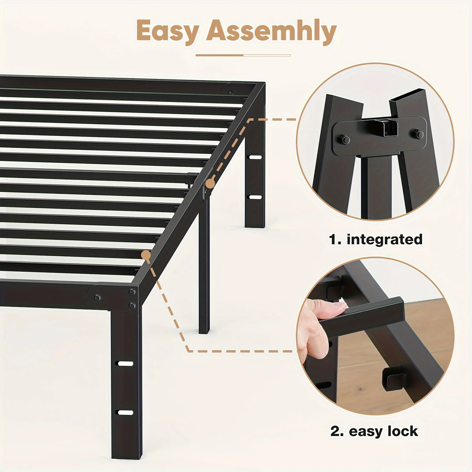 Bed Frame - 4 Size Platform Bed Frame Metal Mattress Foundation with Steel Slat Support,