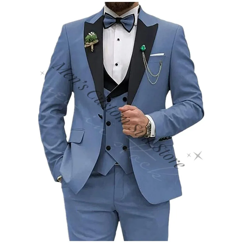 Sage Green Men Suits Slim Fit 3 Pieces Set (Blazer+Vest+Pants) Business Men Wedding Grooms Tuxedos Prom Party Business Wear