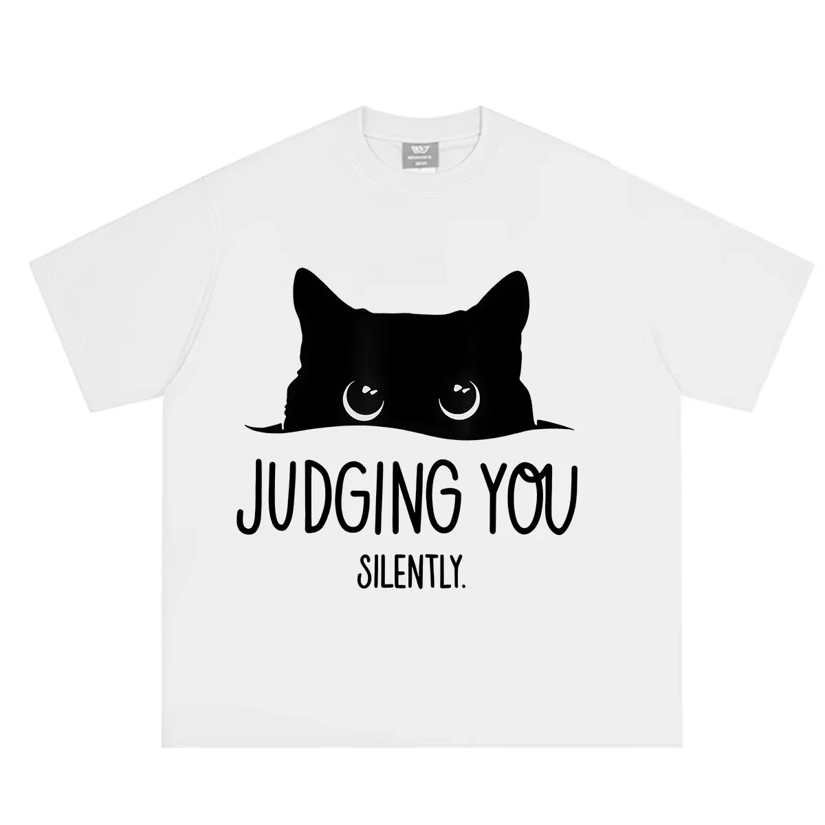 Cat Judging You Silently Funny Cute Cat Meme T Shirt Women Fashion T-shirt Summer Short-sleeved Loose Ca-shirts