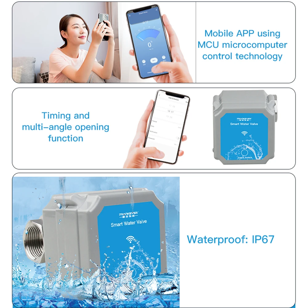 DN20 Smart Water Valve 3/4 Inch Smart Water Management System WiFi Remote Control Faucet Timer for Hose, Sprinkler Water Timer,