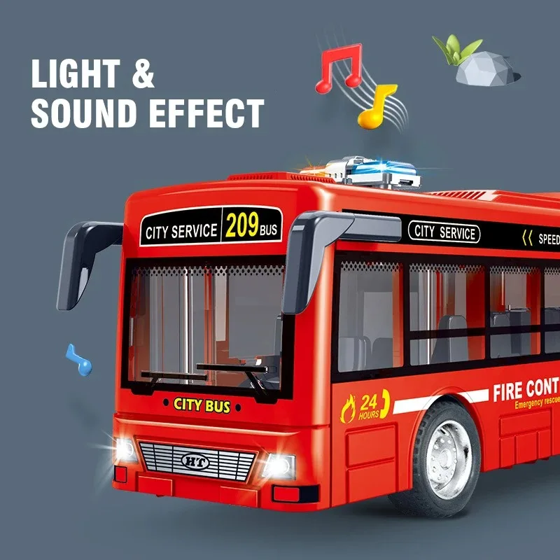 نموذج حافلة مقلد للأطفال يفتح الباب مع تأثير الضوء والصوت بالقصور الذاتي لعبة حافلة لمشاهدة معالم المدينة للأطفال لعيد الميلاد #5