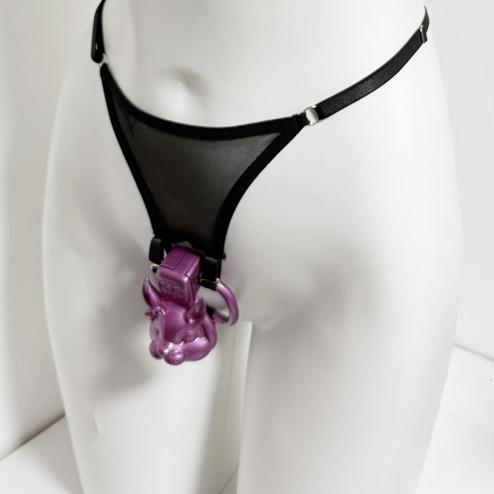 Black Thong Male Chastity Cage Fixed Strap Auxiliary Elastic Band BDSM Anti-Off Device Auxiliary Belt BDSM Male Penis Ring view 2