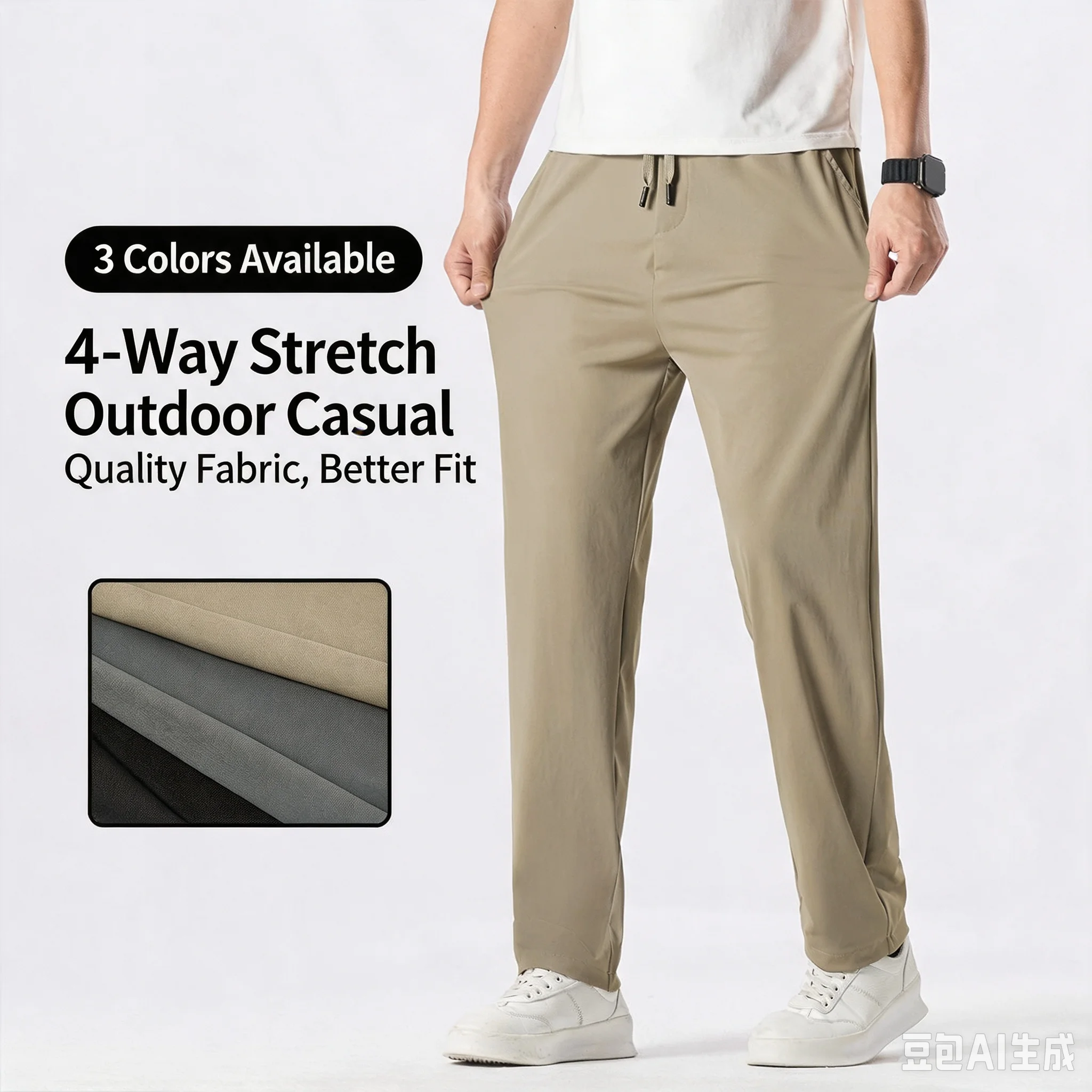 Khaki Formal Wear Men - 2026 Summer Men's Straight Leg Casual