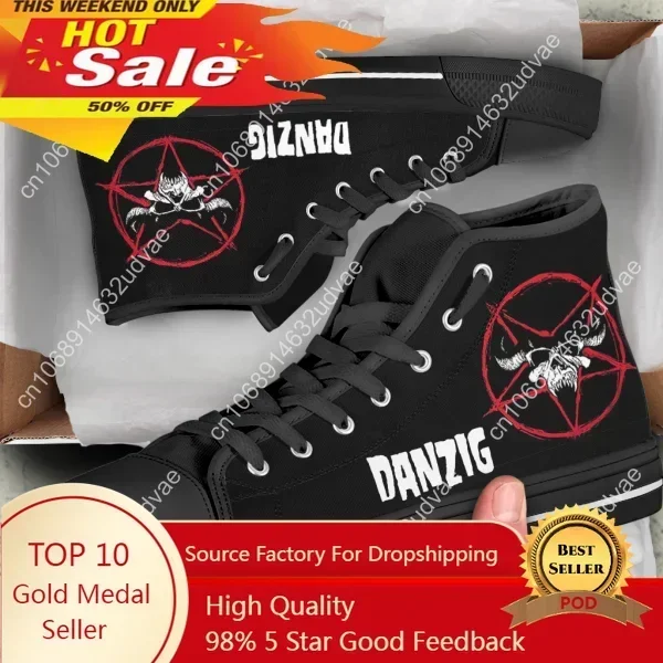Hot Cool Danzig Band Man Woman High Quality High Help Canvas Shoes Lightweight Casual Board Shoes Fashion Sneakers Canvas Shoes