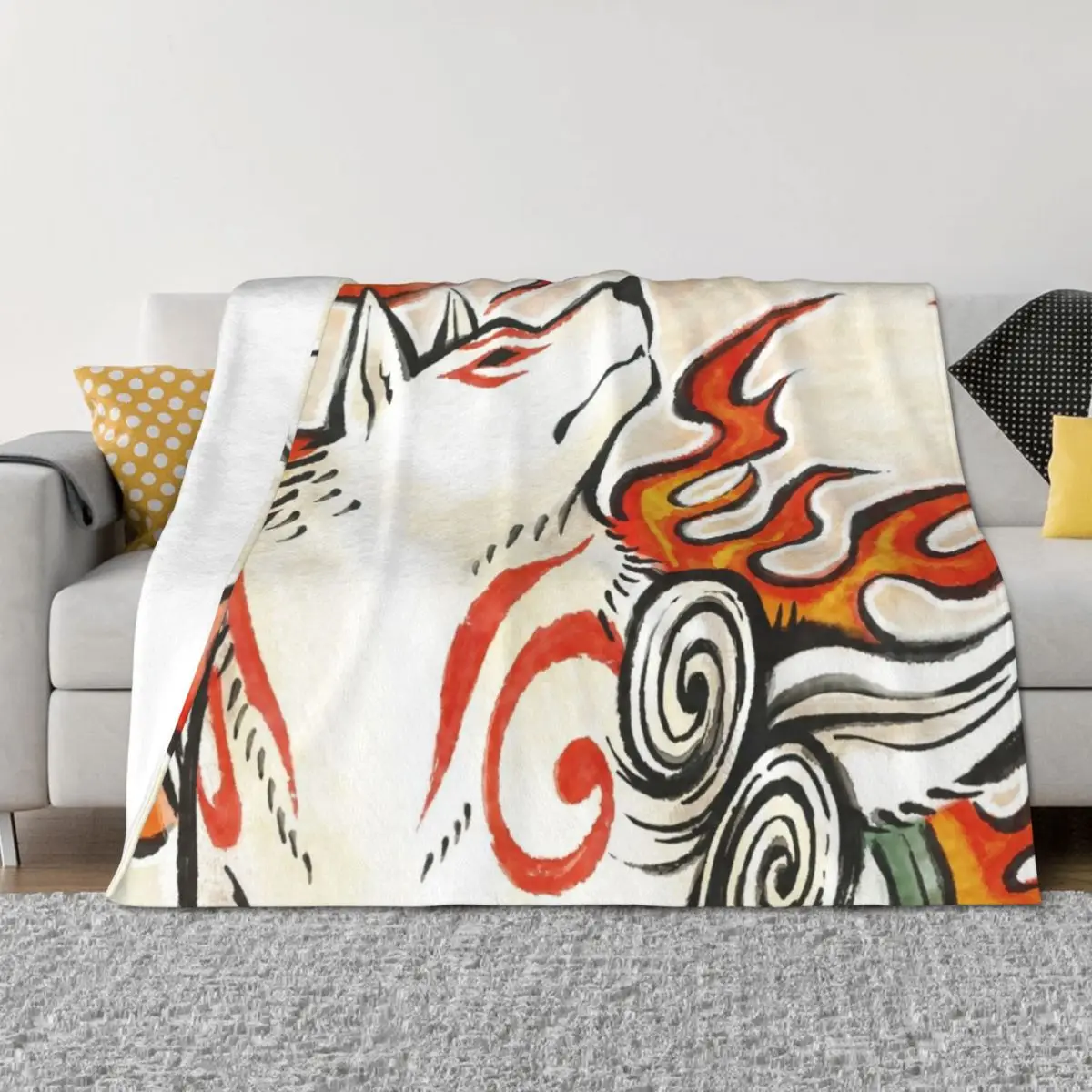 

Okami Amaterasu Wolf Spirit Japanese Sun God Throw Blanket Luxury Throw Shaggy Furrys Softest Blankets