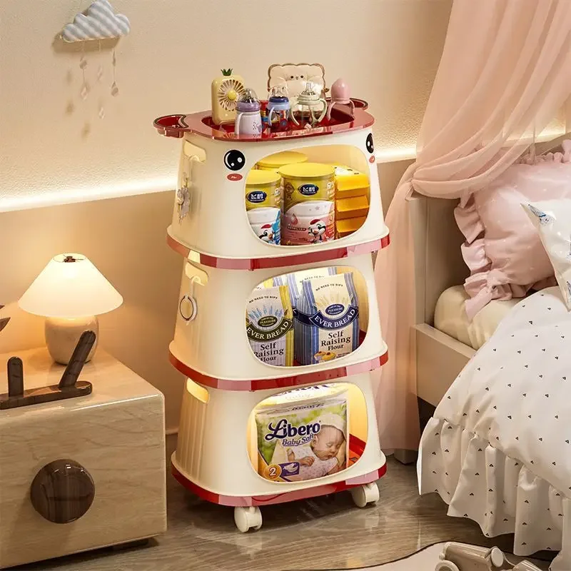 Light luxury cute multi-layer household floor trolley, kitchen toys, sundries, vegetables, books, multi-functional storage