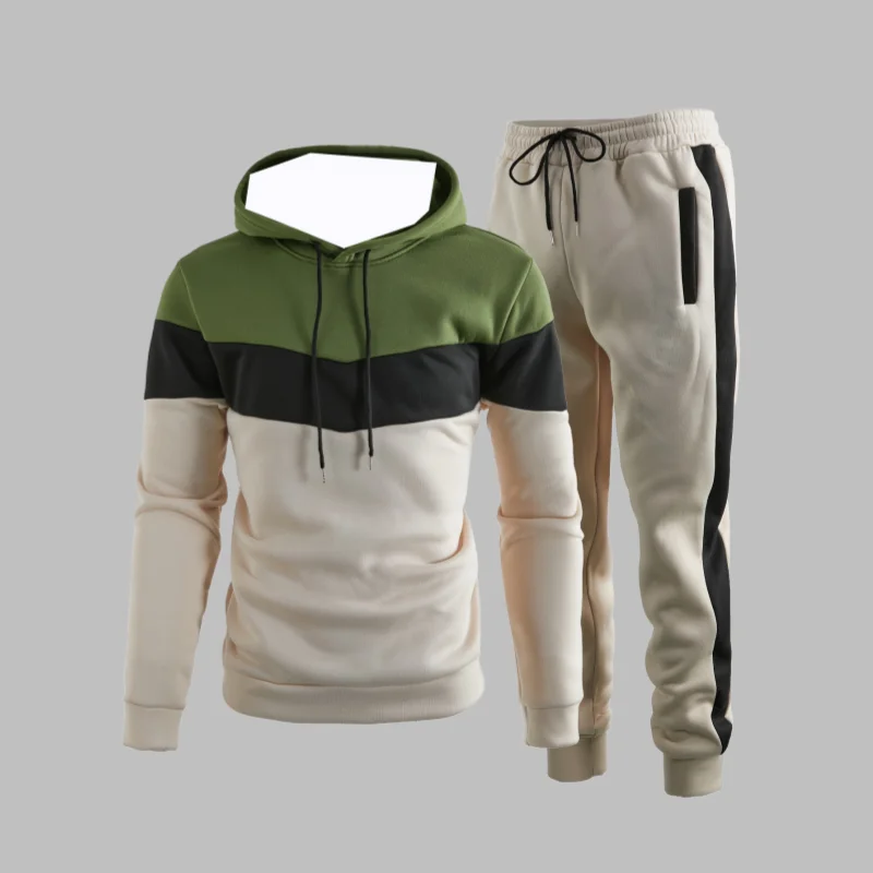 

autumn and winter new Y2K sports suit simple splicing style men's fashionable oversized quick drying top+pants two-piece set