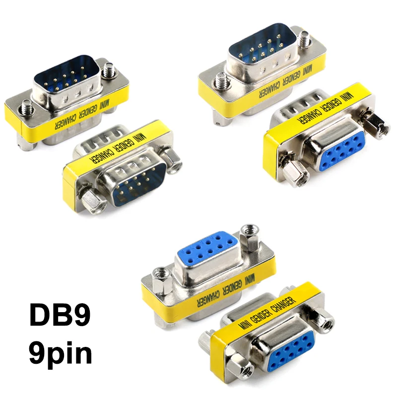 2pcs DB9 9Pin Male to Female/Male to Male/Female to Female Mini Gender Changer Adapter RS232 Serial Plug Com Connector DB9