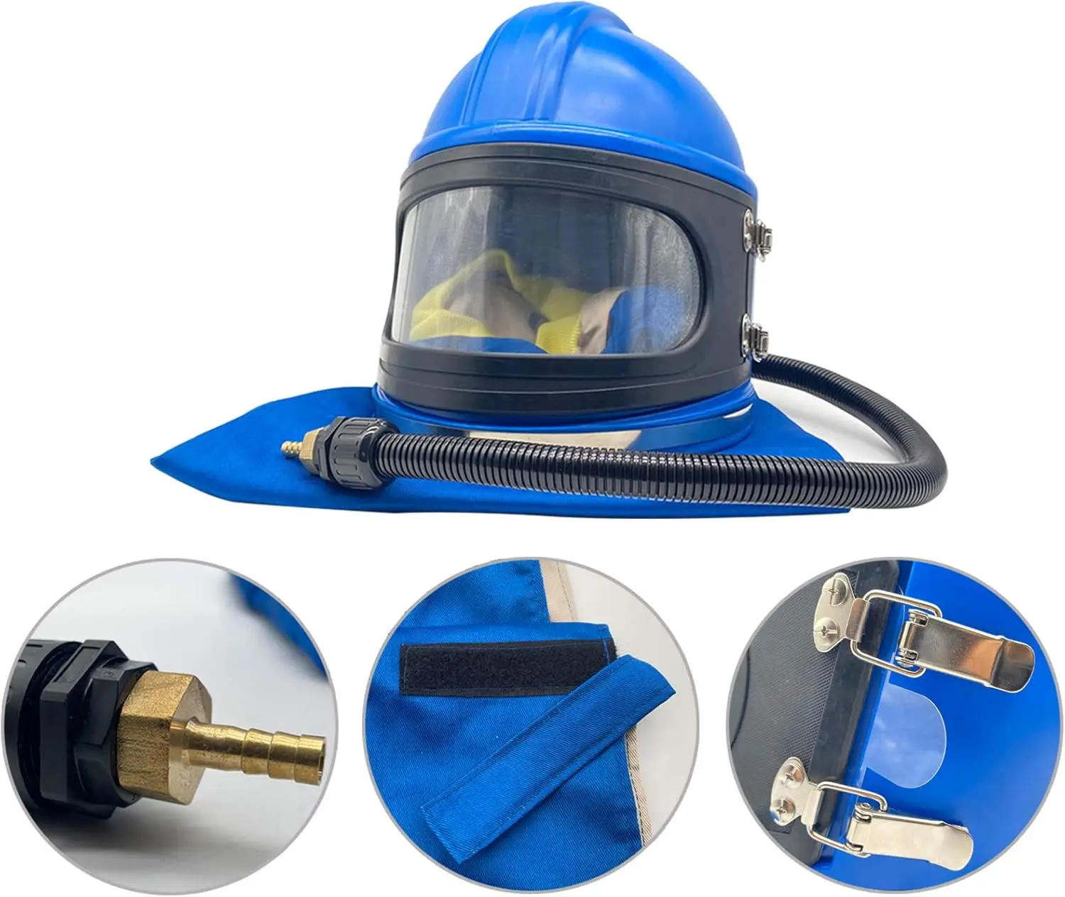 Sandblaster Helmet Safe Air Fed Sandblasting Helmet with Shoulder Protective Sand Blast Hood Protector for Sandblasting Equipped