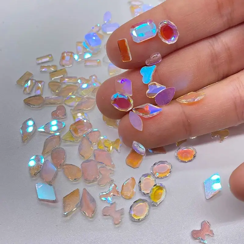 100pcs Transparent Paradis Color Crystal Nail Diamond Strass Glass Rhinestones For 3D Nails Art Decorations Jewelry Rhinestone