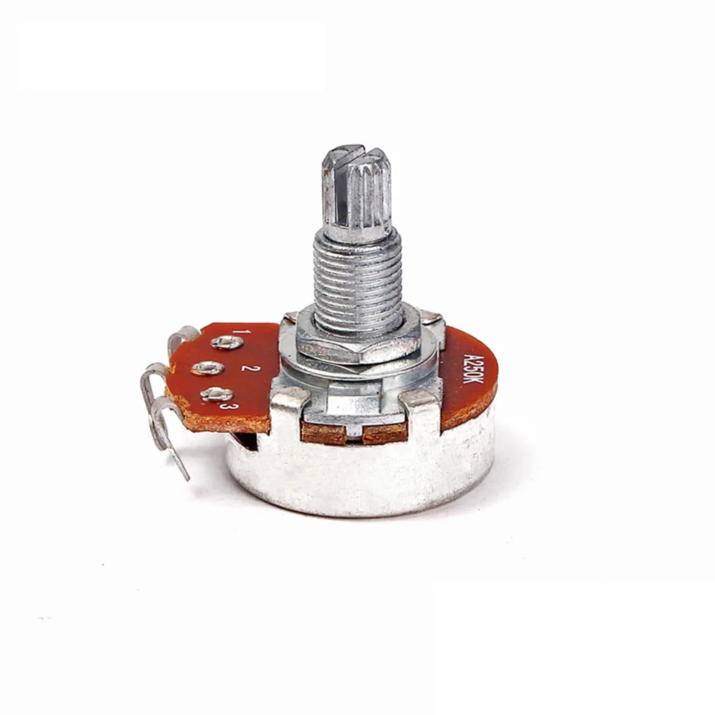 

Long Shaft Bent Lug A250K Potentiometer For Guitar Volume Tone Control Replacement Audio Potentiometers A250K Solder Lugs