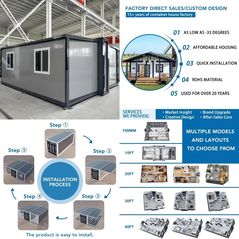 2026 Cheap Modern Expandable Foldable Steel Prefab Shipping Container House for Bedroom and Villa Use in Outdoor Settings