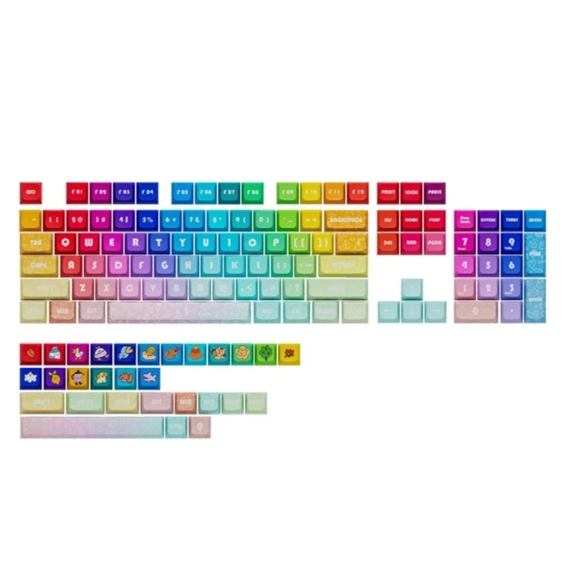 

133Keys Rainbow Keycaps XDA Profile Thick PBT Keycap For 61/87/104/108 Layouts Mechanical Keyboards Keycaps