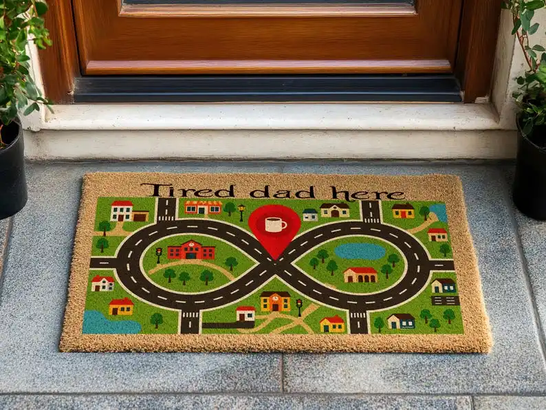 

Funny Dad Gifts Doormat Text Design Trendy Coir Welcome Doormat Front Porch Decor Housewarming Gift for Door Decor Anti-slip Rug