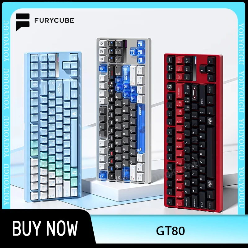 FURYCUBE GT80 Game Mechanical Keyboard Tri Mode 2.4G Bluetooth Wireless Keyboard Hot swap RGB Customize Gaming Keyboards Gifts