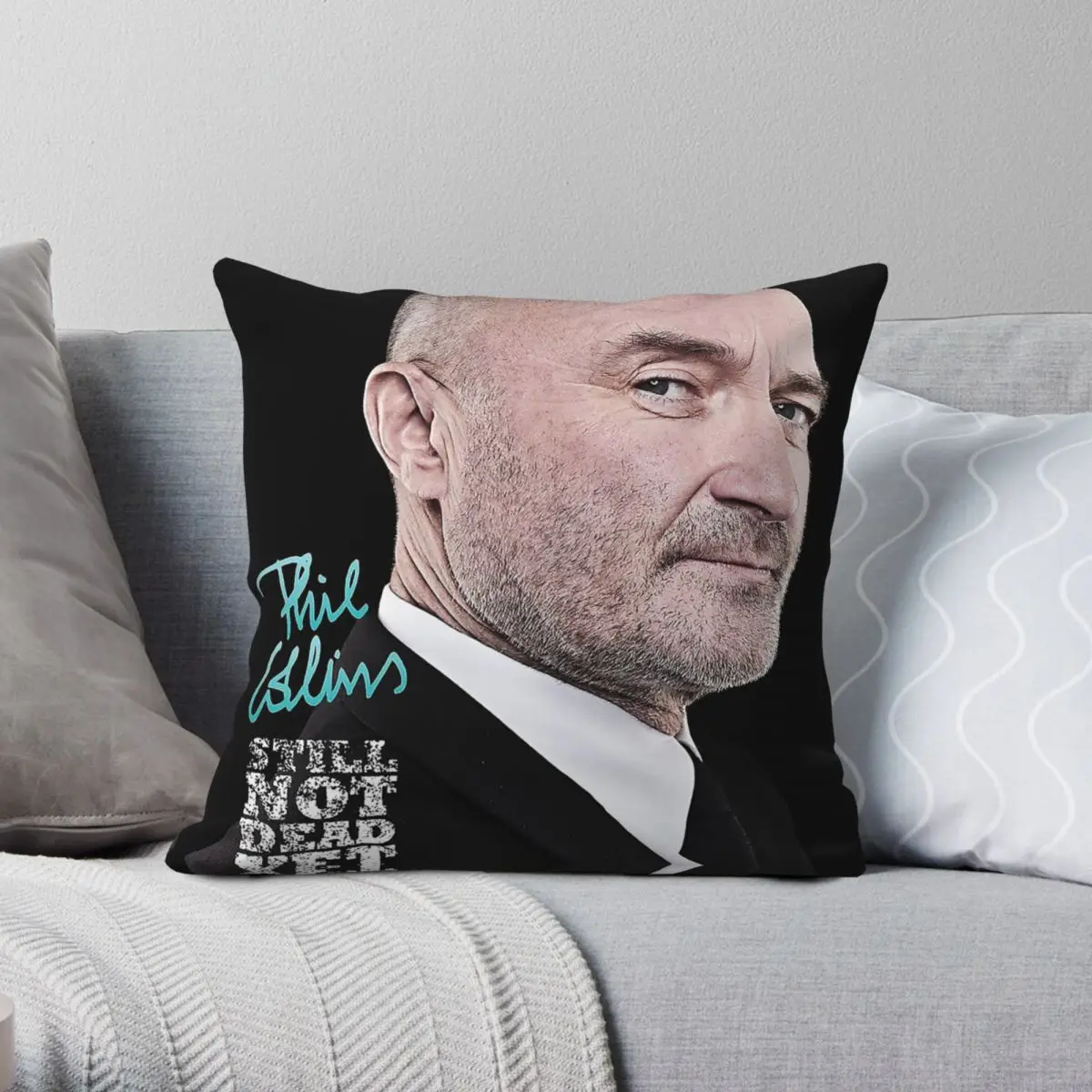 

Phil Collins Not Dead Yet Tour Square Pillowcase Polyester Linen Velvet Printed Zip Decor Sofa Cushion Cover