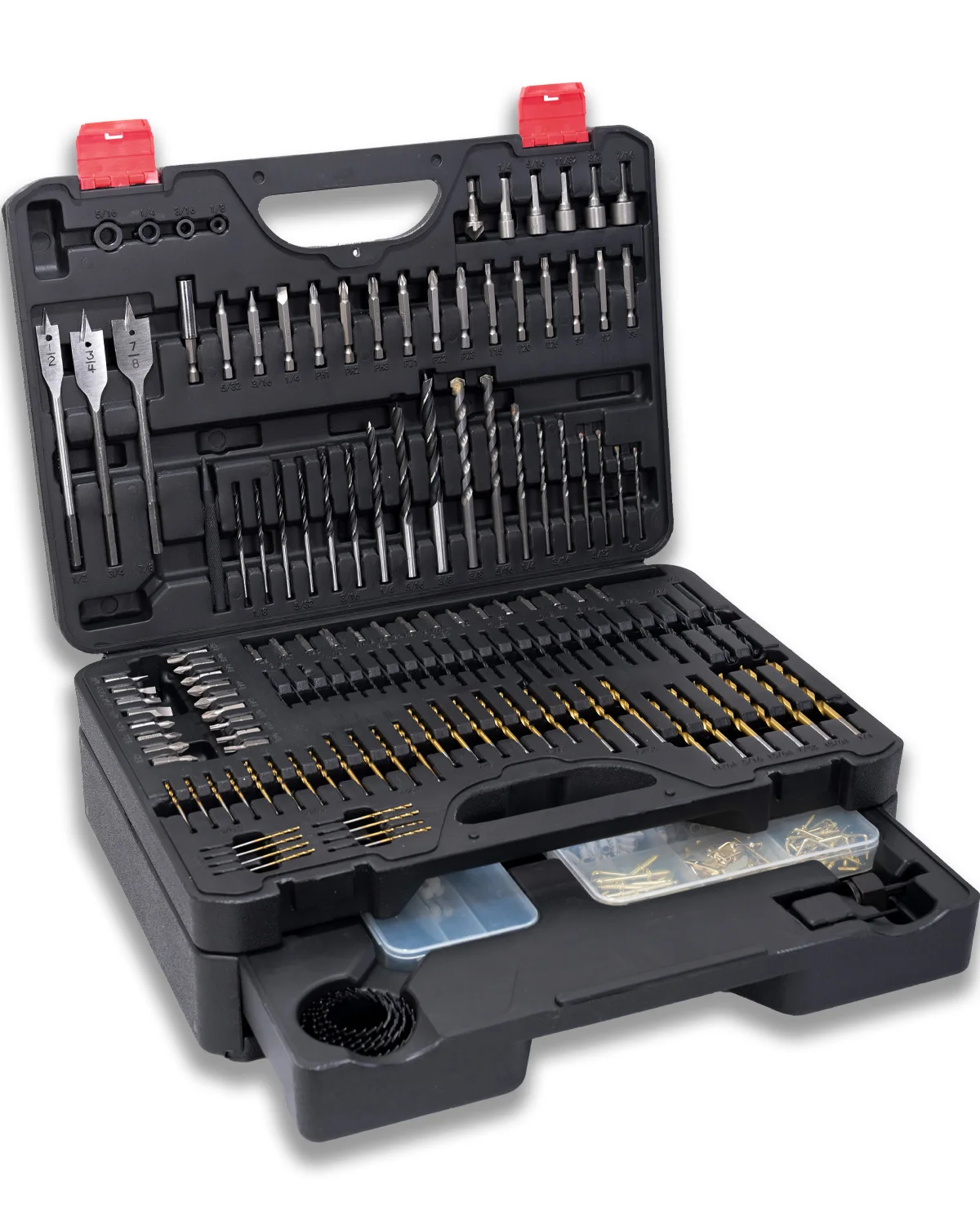 400Pcs Drill Bit Set Screwdriver Bits Kit Multi‑Purpose for Wood Metal Masonry Drilling Screw Driving with Storage Case for DIY